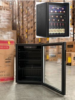 Wine Cooler, Beverage Refrigerator, 16 Bottle Freestanding Quiet Wine Cellar Front Glass Door for Home and Bar, Digital Temp Control, 1.71 Cu.Ft.