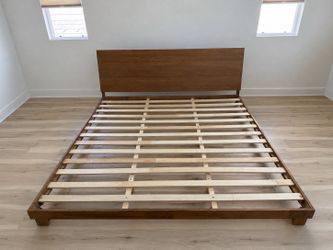 King size walnut finish wooden bed frame