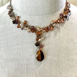Avon  tigers eye  beaded  Y  choker necklace