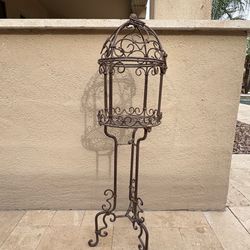 Vintage Decorative Wrought Iron Birdcage Planter