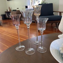 Hand blown, Pastel Multi-colored Tea light Candle Holders