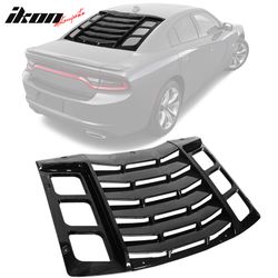 Fits 2011-2023 Dodge Charger 3PC IKON Style Rear Window Louver Cover ABS Gloss Black