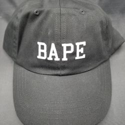 BAPE A Bathing Ape Bape Navy Blue Embroidered Panel Polo Cap Adjustable Strap Dad Hat
