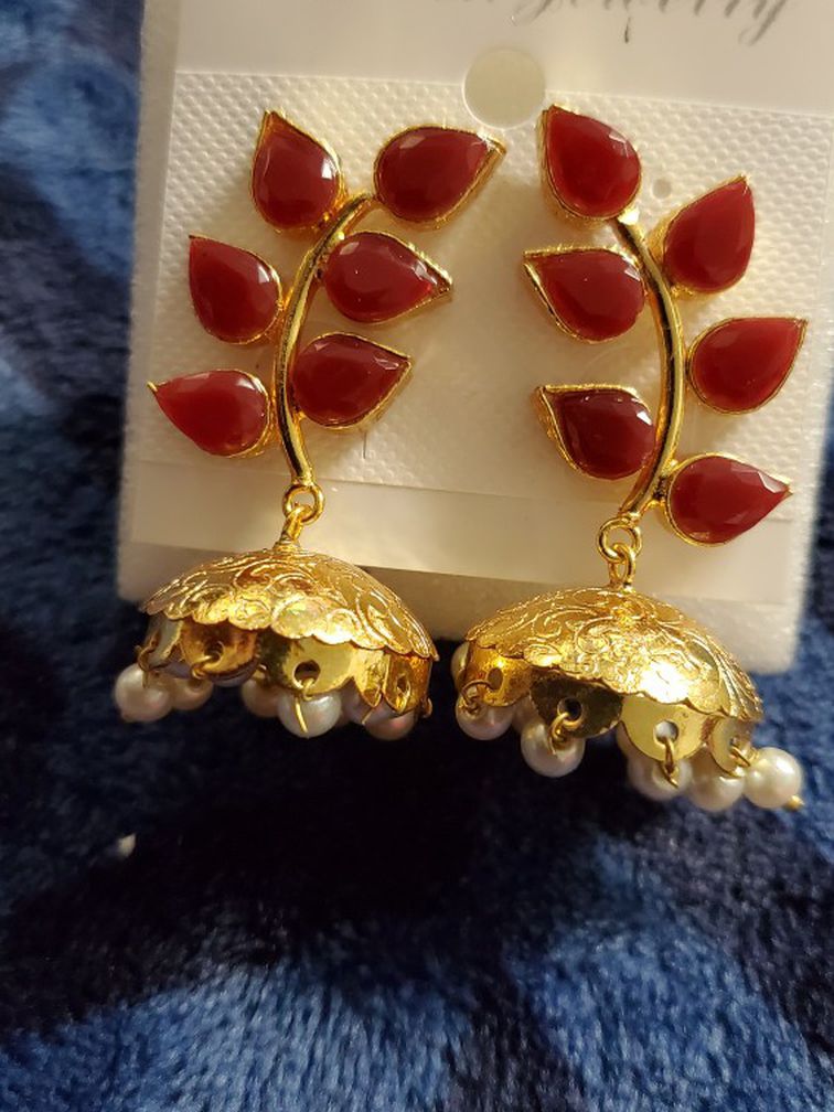 Ruby Gold Plated Earrings