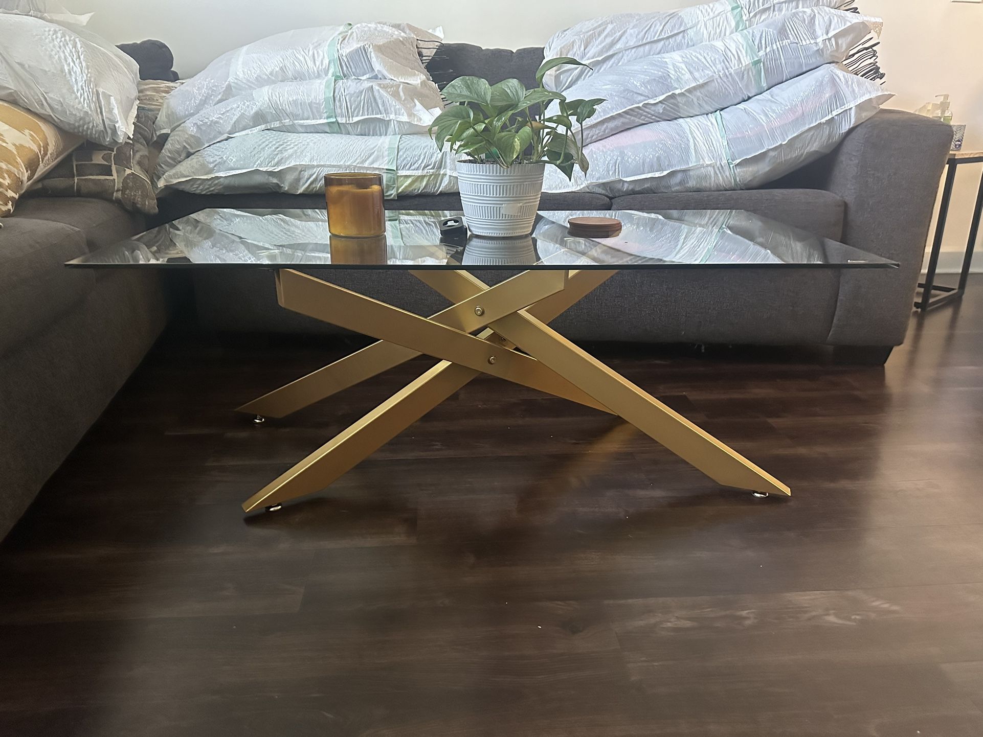 Glass & Gold Coffee Table