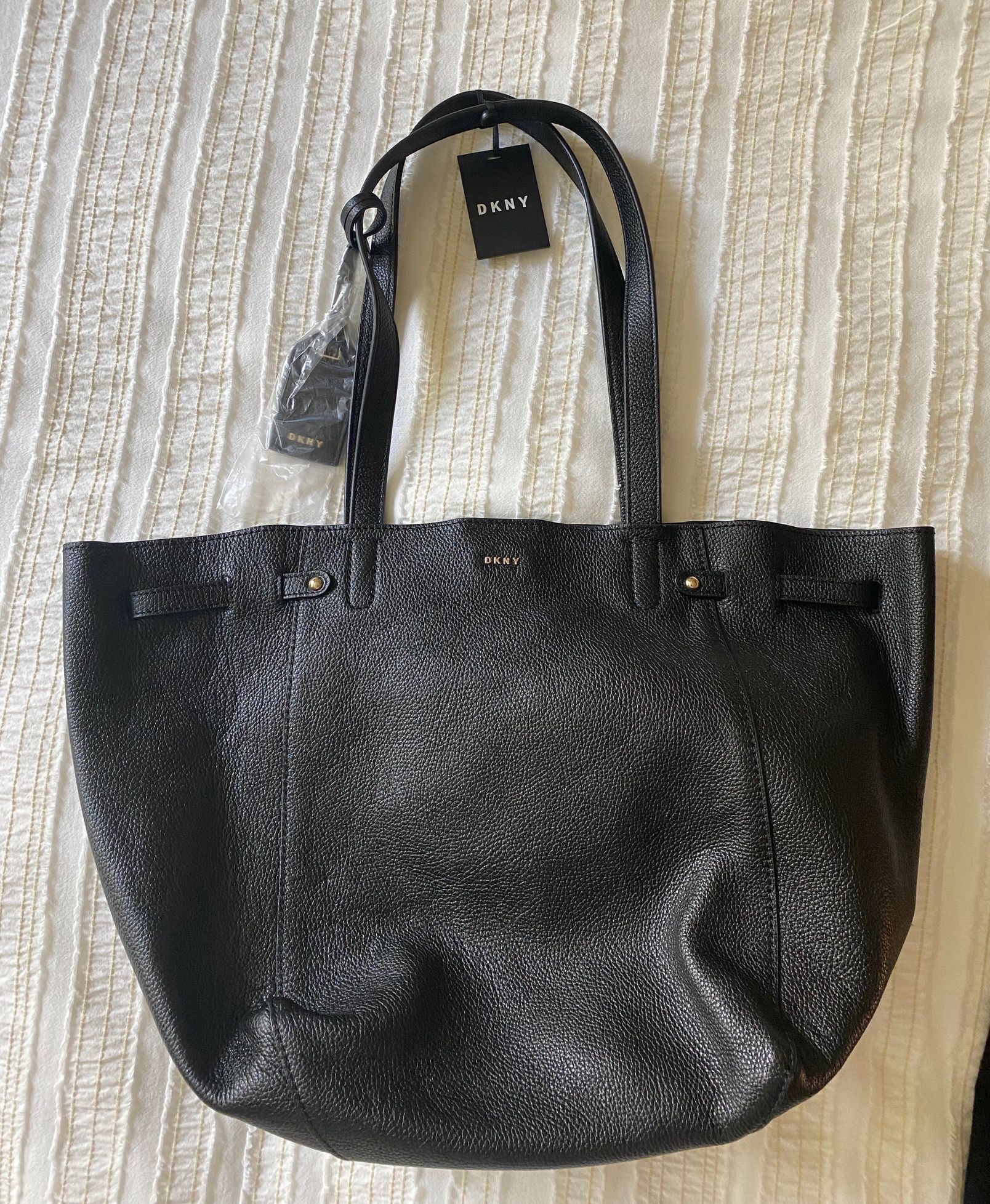 New With Tags DKNY Black Leather Large Tote