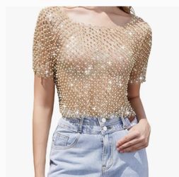 Women's Rose Gold Pearl Top