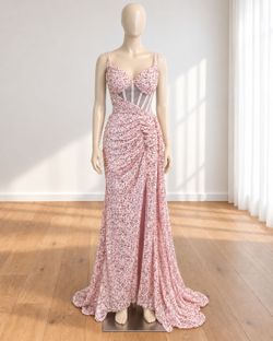 Pink Floral Corset Maxi Gown with Slit