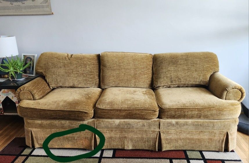 Vintage Plush Gold Sofa