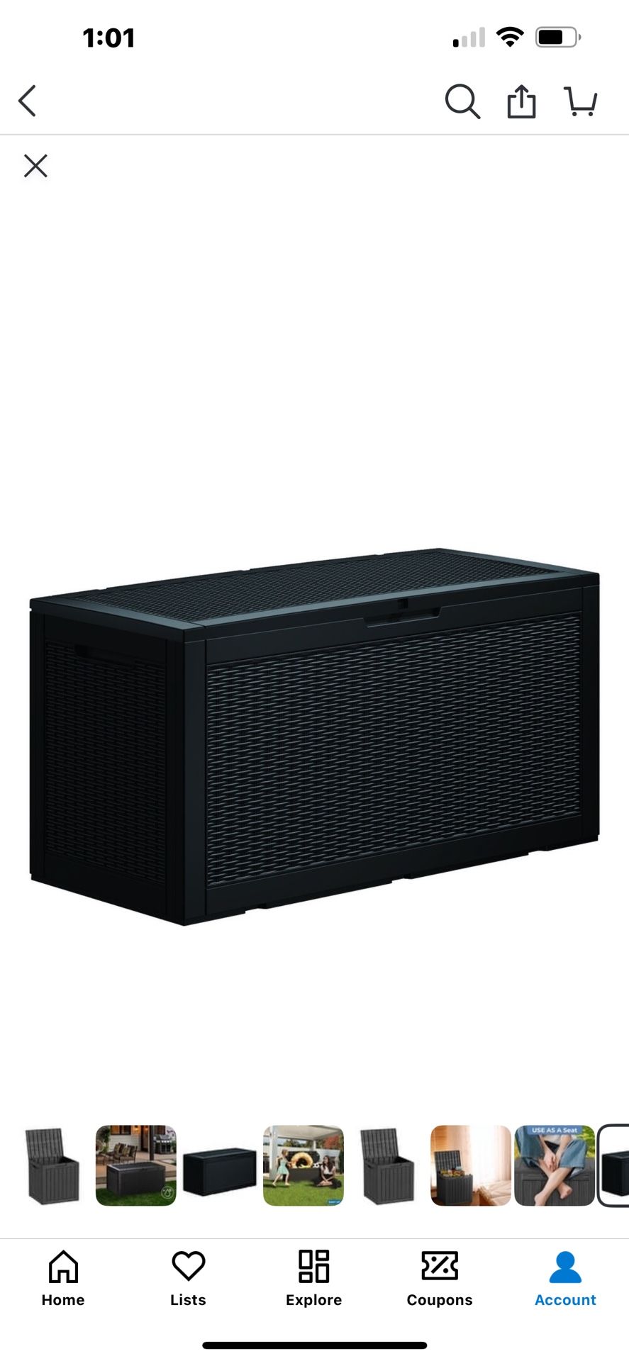 100 Gallon Lockable Resin Deck Box
