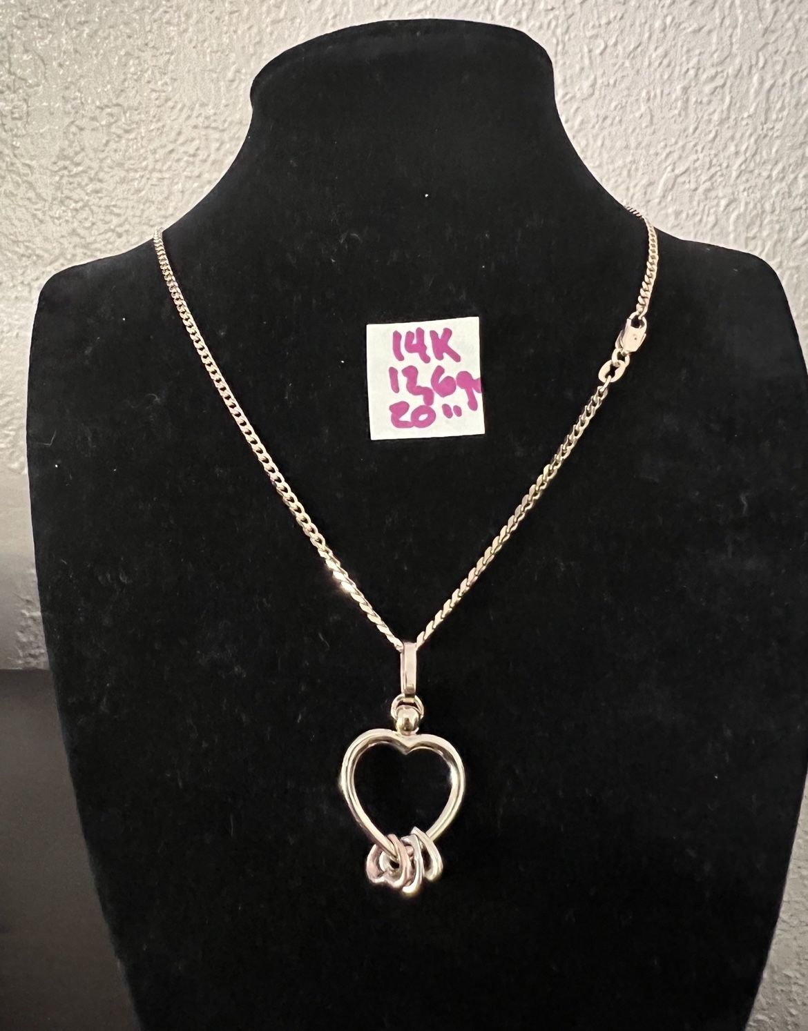 14K Solid Gold Chain and Pendant For Wedding 12.6Gr 20 Inches Long
