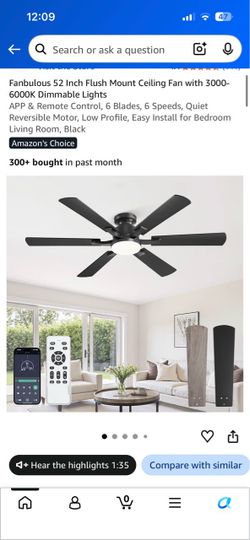 new 52” fan with led light