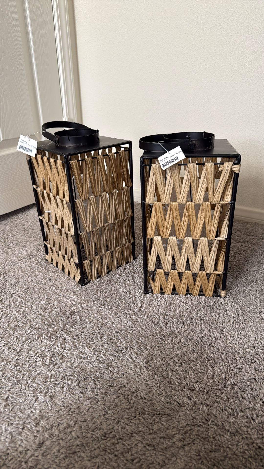 Faux Seagrass Lanterns - Indoor/Outdoor Decor