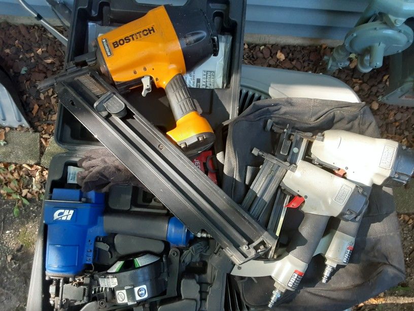 Twin Tank Air Compressor And Nail Guns