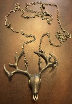 Deer Skull Necklace - Deer Antlers - Deer Necklace - Antler Necklace - Animal Skull - Skull Pendant