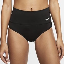 NWT NIKE SWIM Essential High Waisted Brief Bottoms Zipper Pocket in Black XL