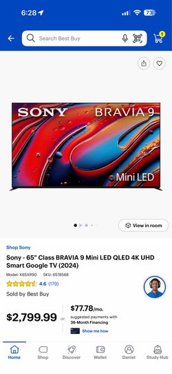 Sony BRAVIA 9 65” Mini LED QLED 4K Smart Google TV (2024) - Excellent Condition