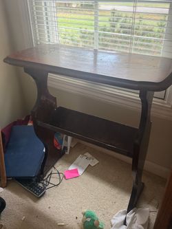 Antique Wood Console Table with Lower Shelf