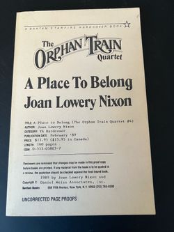 A Place To Belong Jones Lowery Nixon Uncorrected Page Proofs