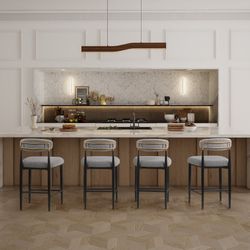 4-Piece Boucle Upholstered 25.8'' Counter Stool (Set Of 4) Bar Stools 