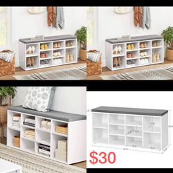 Shoe bench . Storage bench . Shoe rack