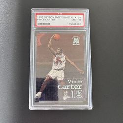 1998-99 MOLTEN METAL #134 VINCE CARTER RC TORONTO RAPTORS ROOKIE MINT (MT) PSA 9
