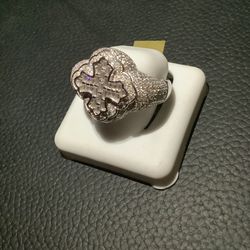 Iced Out Lab diamonds Ring! Solid Silver