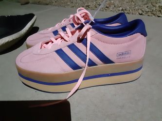 Adidas Gazelle Platform Sneakers Pink Blue