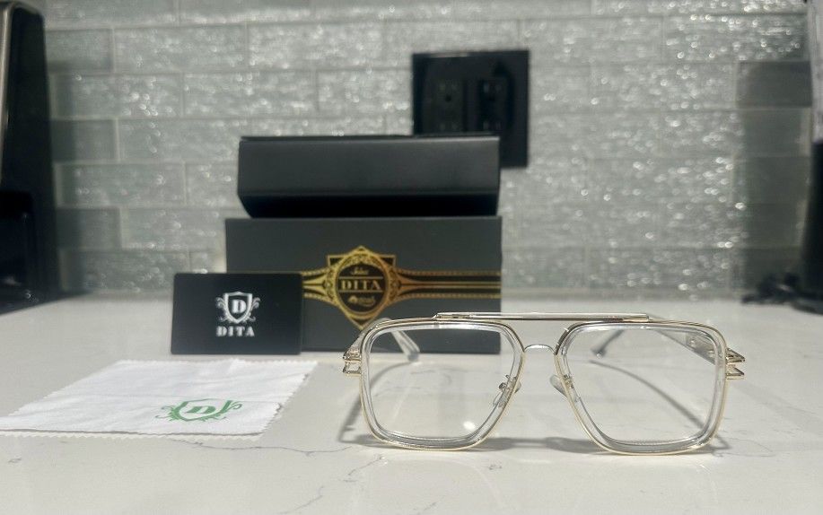 New Dita Italy High Quality Clear/Gold Glasses With Box Card