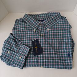 Ralph Lauren 4XB Men's Longsleeve Performance Button Down Shirt Green