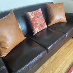 Vegan Leather Sofa - Brown