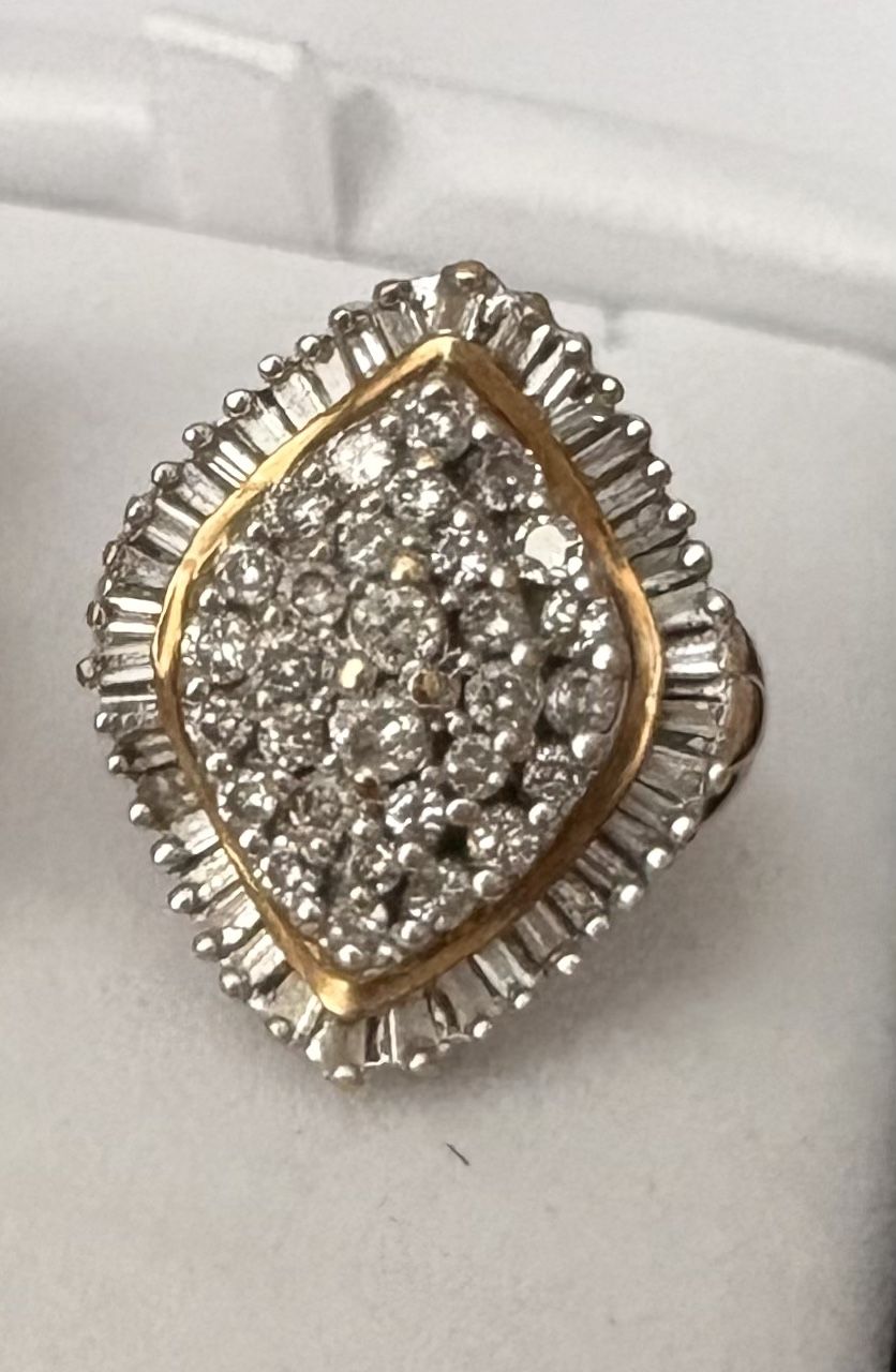 Vintage Diamond Cocktail Ring β 14K Gold & Baguette Accents