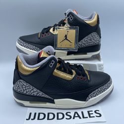 Nike Air Jordan 3 Retro Women’s Black Cement Gold CK9246-067 Size 6.5 NEW  