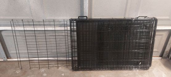 Portable Folding Dog Crate, 2-Doors w/Tray, 42"x30"x28"