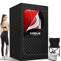 Upgraded Infrared Sauna Box for Relaxation,Detoxification,Portable Steam Sauna for Home with XL Steamer,Folding Chair,Multiple Layered Full Body Sauna