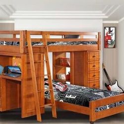 twin wooden bunk beds