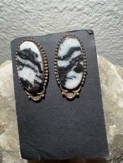 Zebra Jasper Set In Copper Earrings
