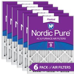 (6 pcs) Nordic Pure 20x24x1 MERV 8 Air Filters