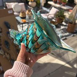 Blown Glass Conch Shell Decor