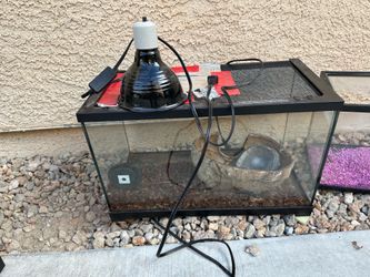 10-Gallon Reptile Terrarium Kit with Heat Lamp & Accessories – $25
