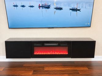 Floating TV Stand with Electric Fireplace