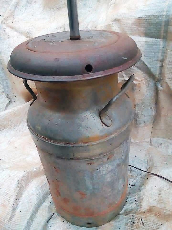 Large Vintage Steel mill Jug Converted into Lamp