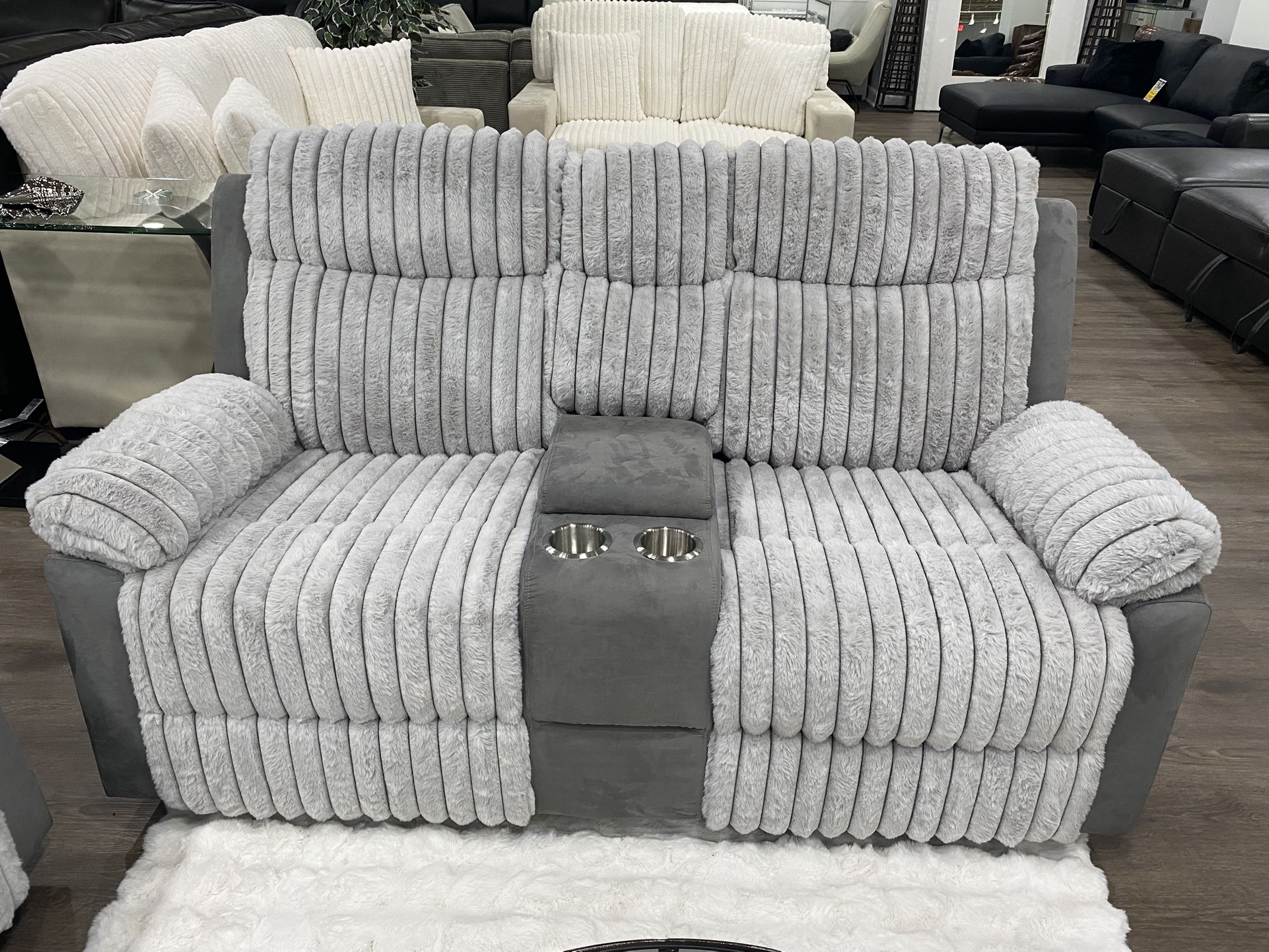 Beautiful Snuggly Sofa And Loveseat With Four Recliners
