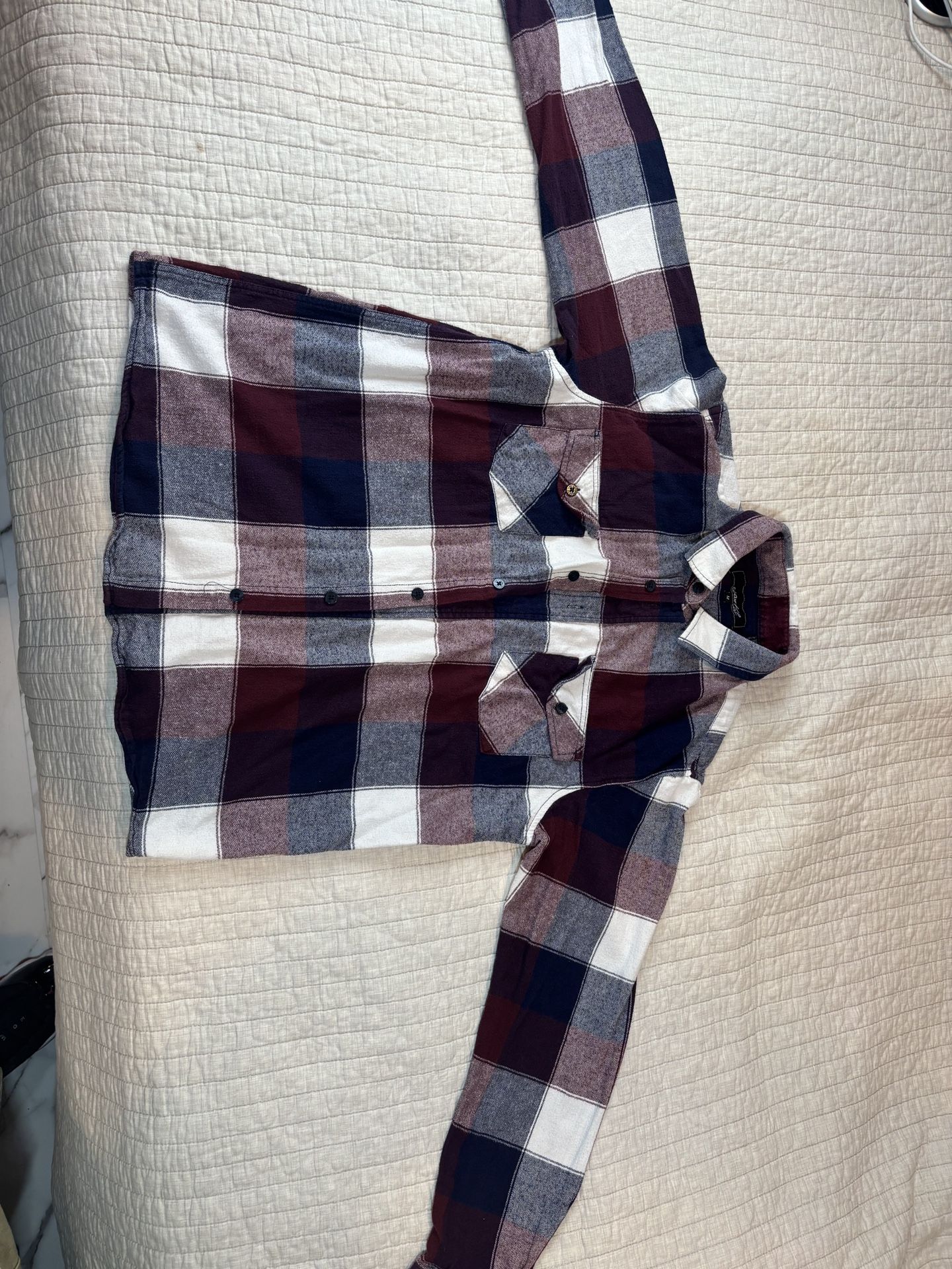 Burgundy Plaid Shirt Size M