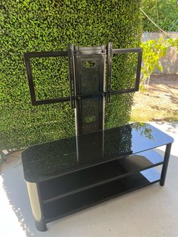 Black Glass TV Stand with Swivel Mount