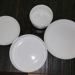 Modern  White Dinnerware Dish Set Stackable 