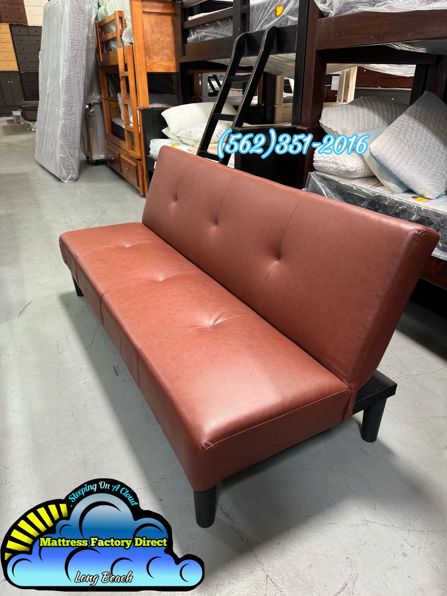 New Butter Leather Foldable Sofa Futon