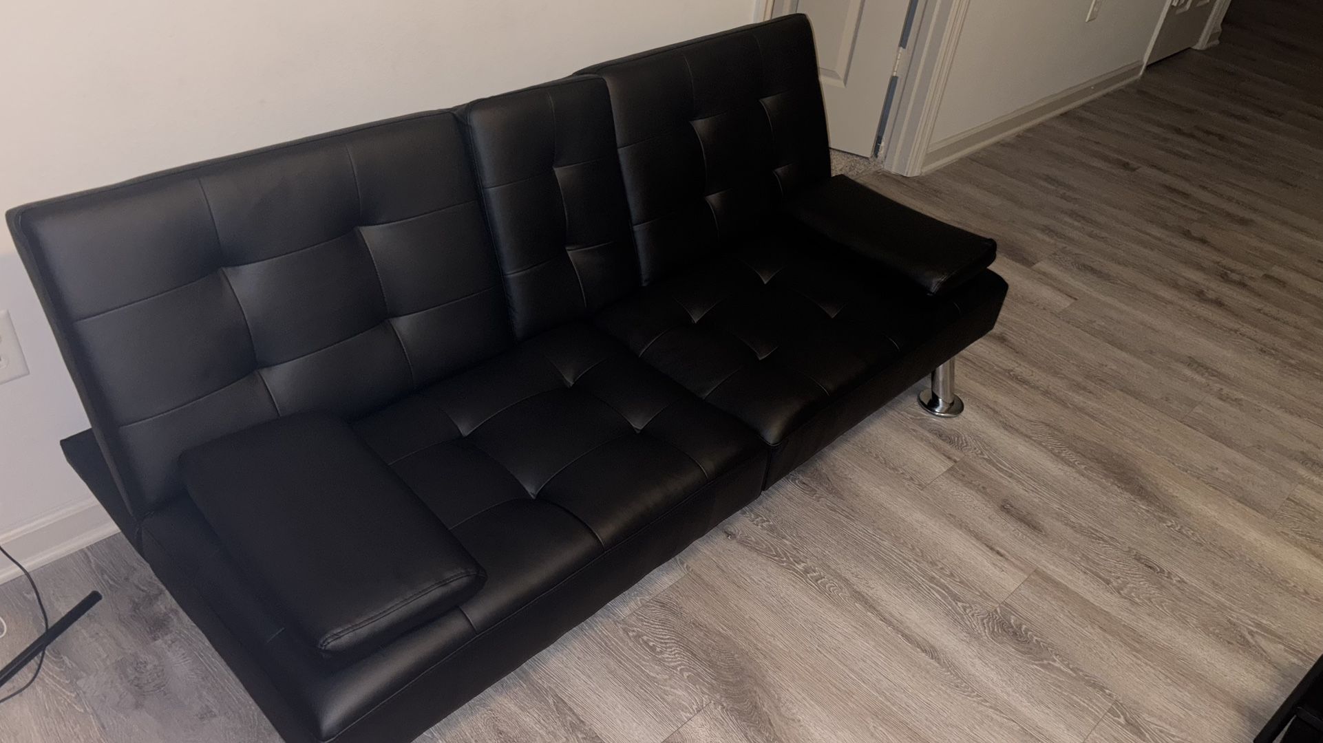 Miray Twin 65'' Faux Leather Convertible Sofa