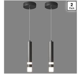 Black Cylinder Pendant LED dimmable Lights – 2 Pack