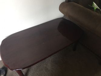 Love seat, sofa, and coffee table